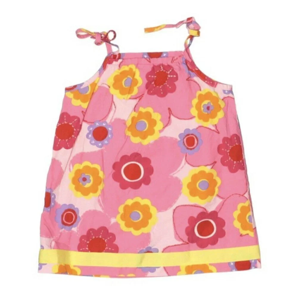 80 Hanna Andersson Girl’s Sz 2 Pillowcase Cotton Dress Pink Yellow‎ Flowers